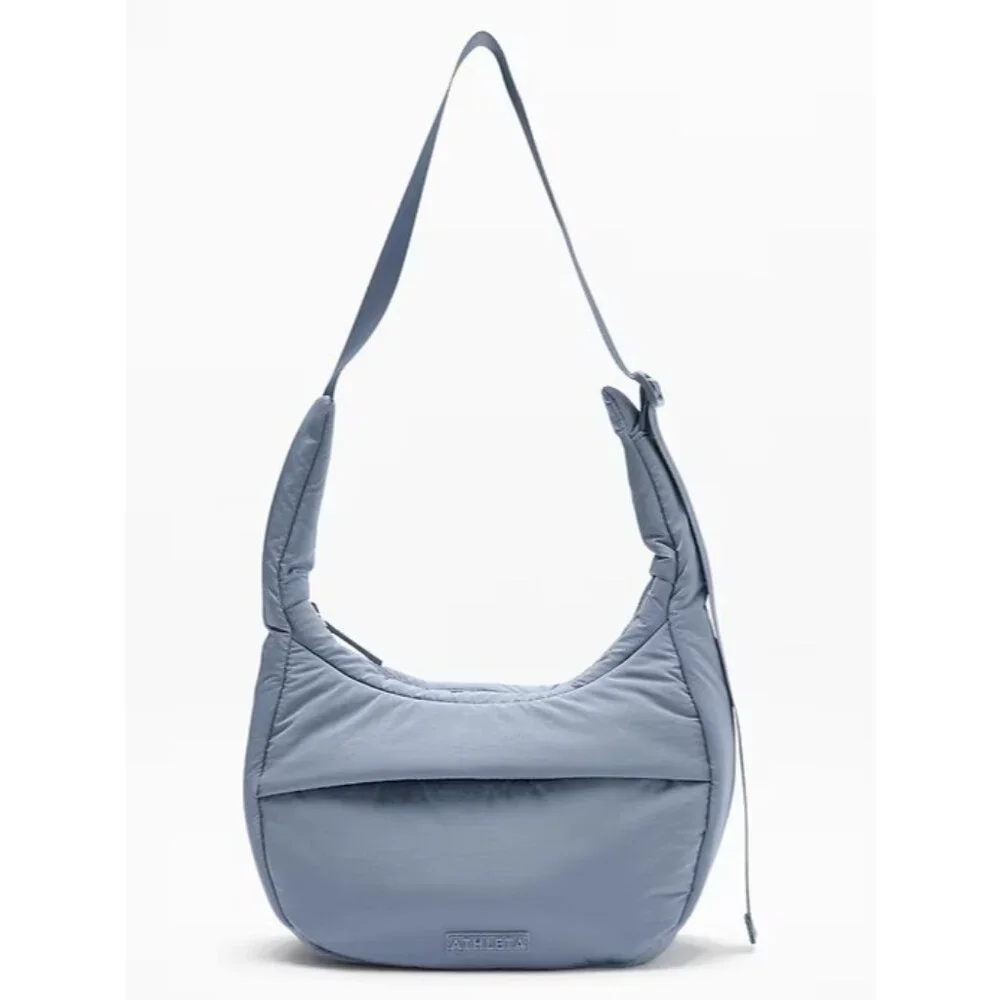 Athleta All About Sheen Small Crossbody Hobo Bag Blue Star